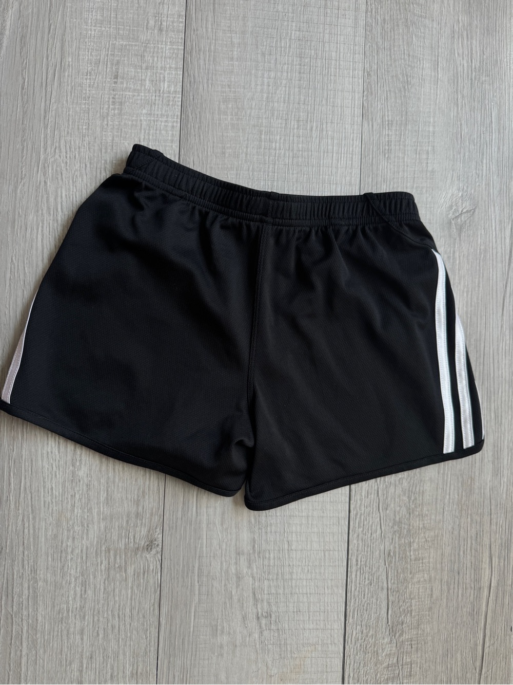 Adidas Black Athletic Girls Shorts with White Side Stripes